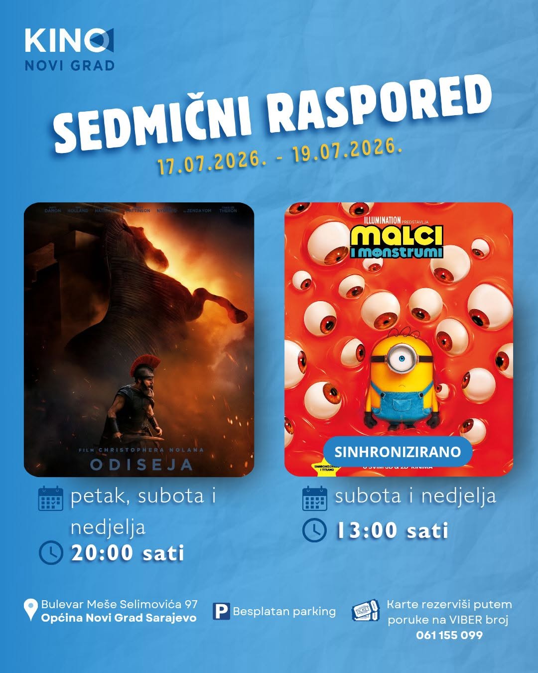 You are currently viewing Program kina: Odiseja i Malci od 17. do 19. jula
