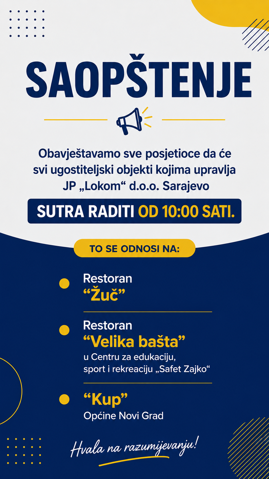You are currently viewing SAOPŠTENJE